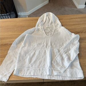 Christian Siriano White Hooded Textured Pullover Sweater